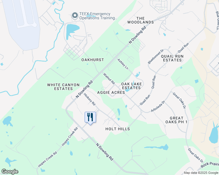 map of restaurants, bars, coffee shops, grocery stores, and more near 4412 Reveille Road in College Station