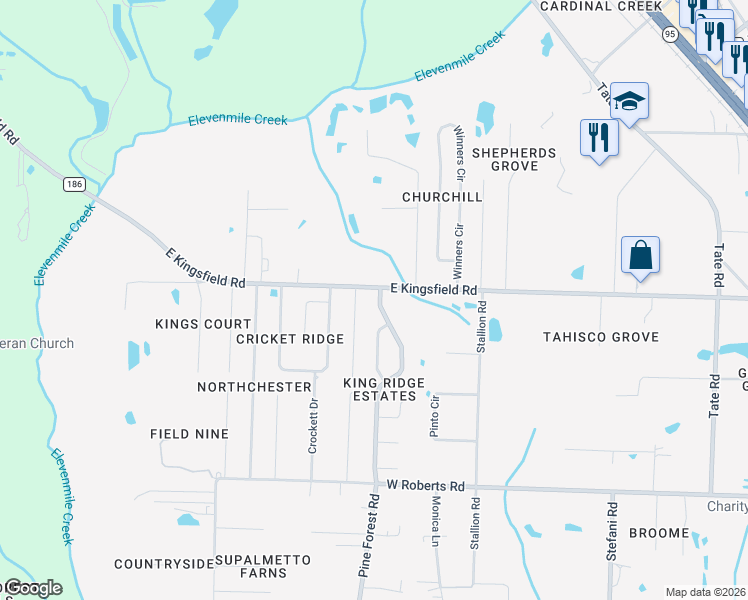 map of restaurants, bars, coffee shops, grocery stores, and more near 2412 Portobella Place in Cantonment