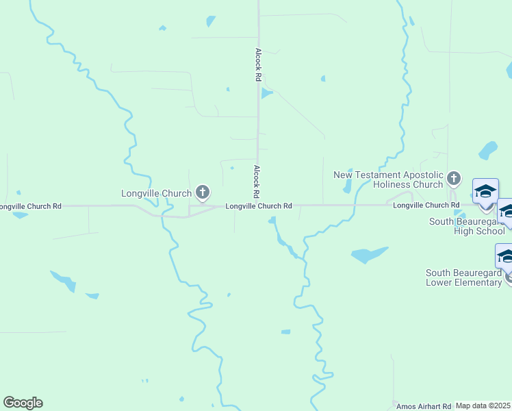 map of restaurants, bars, coffee shops, grocery stores, and more near Longville Church Road in Beauregard Parish
