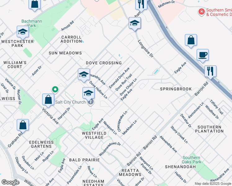 map of restaurants, bars, coffee shops, grocery stores, and more near 900 Dove Chase Lane in College Station