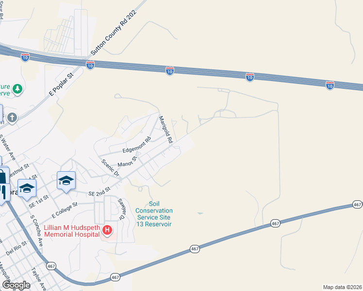 map of restaurants, bars, coffee shops, grocery stores, and more near 1024 Southeast 2nd Street in Sonora
