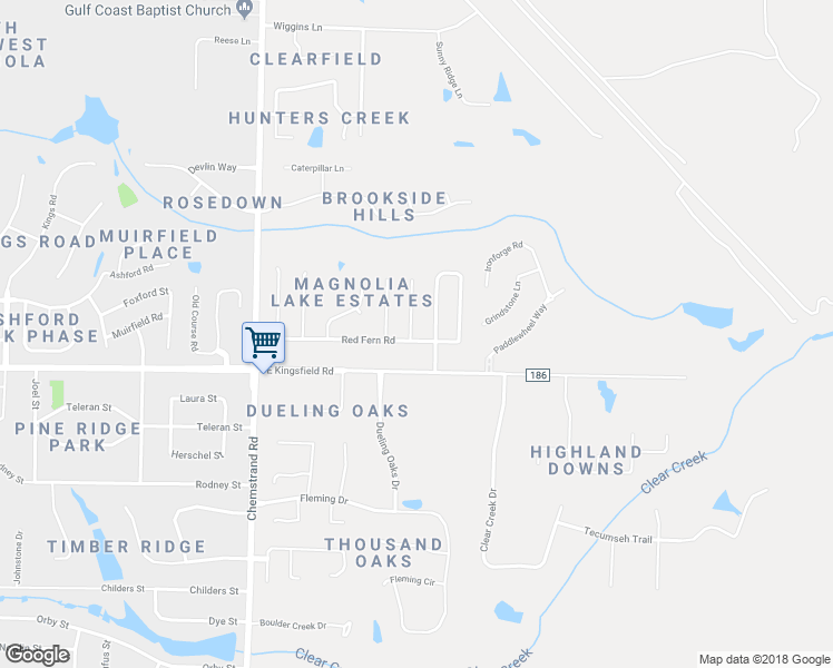 map of restaurants, bars, coffee shops, grocery stores, and more near 3080 Red Fern Road in Escambia County