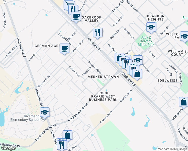 map of restaurants, bars, coffee shops, grocery stores, and more near 3337 Lieutenant Avenue in College Station