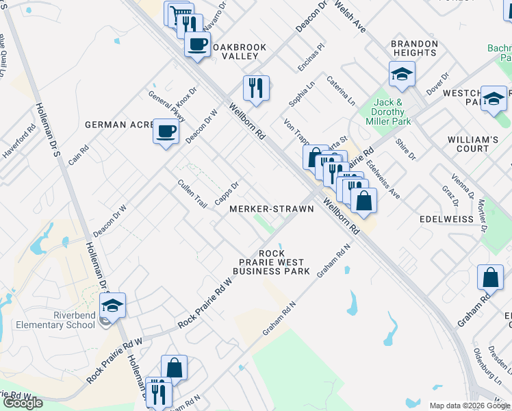 map of restaurants, bars, coffee shops, grocery stores, and more near 3325 Lieutenant Avenue in College Station