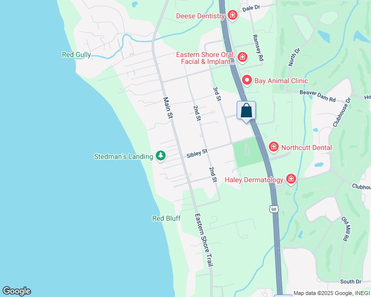 map of restaurants, bars, coffee shops, grocery stores, and more near 7117-7123 Sibley Street in Fairhope