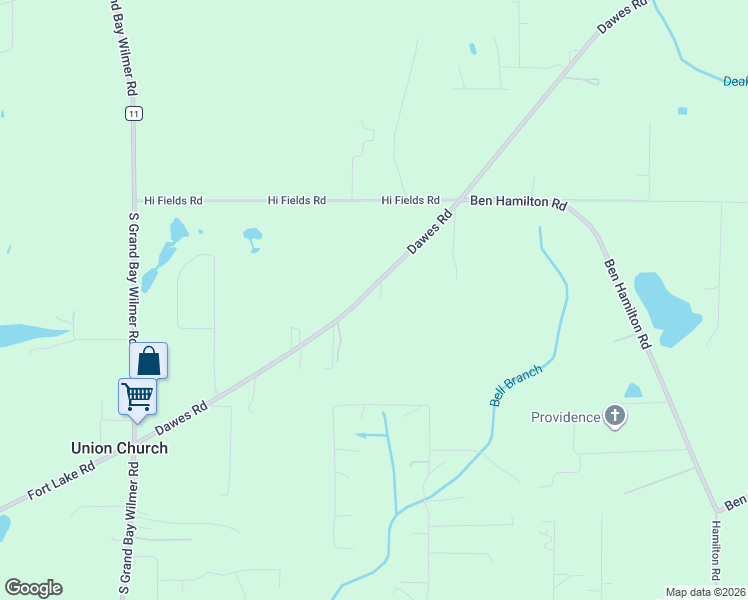 map of restaurants, bars, coffee shops, grocery stores, and more near 5745 Dawes Road in Grand Bay