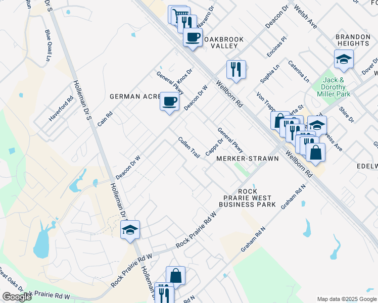map of restaurants, bars, coffee shops, grocery stores, and more near 3216 Airborne Avenue in College Station