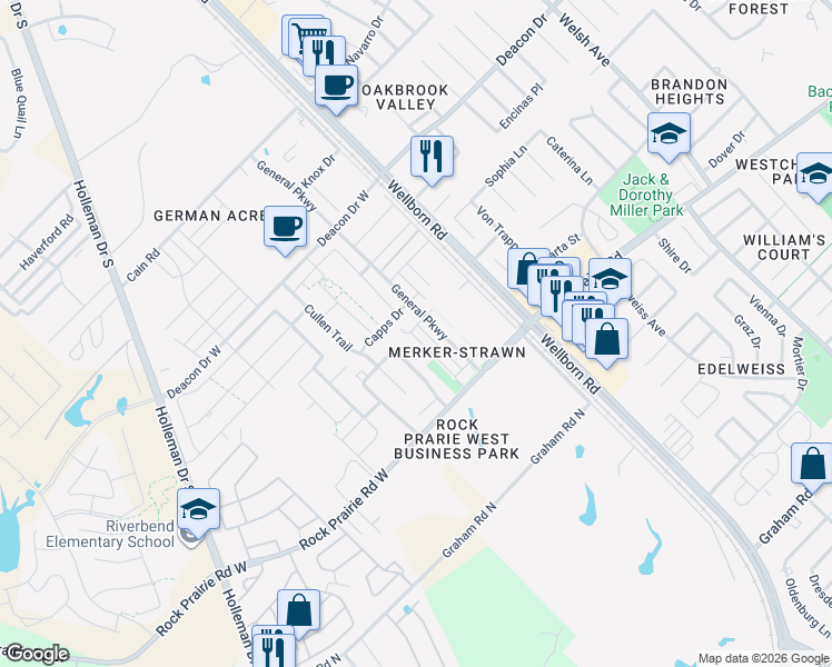 map of restaurants, bars, coffee shops, grocery stores, and more near 3346 Lieutenant Avenue in College Station
