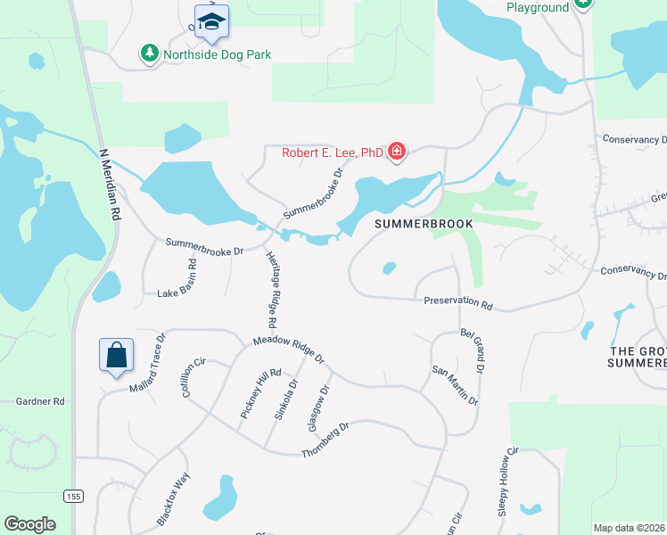 map of restaurants, bars, coffee shops, grocery stores, and more near 7628 Preservation Road in Tallahassee