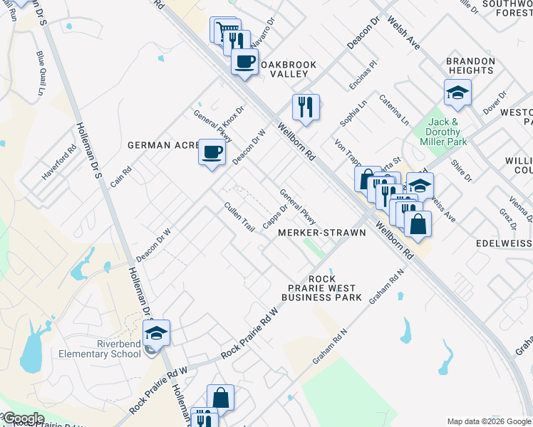map of restaurants, bars, coffee shops, grocery stores, and more near 3334 Travis Cole Avenue in College Station