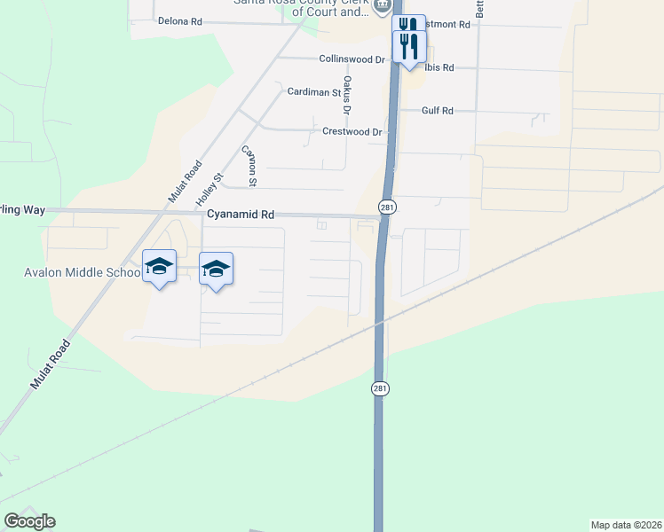 map of restaurants, bars, coffee shops, grocery stores, and more near 5614 Vendome Court in Milton