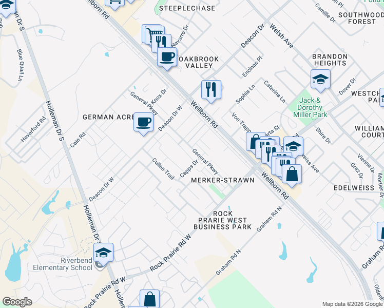 map of restaurants, bars, coffee shops, grocery stores, and more near 3334 Travis Cole Avenue in College Station