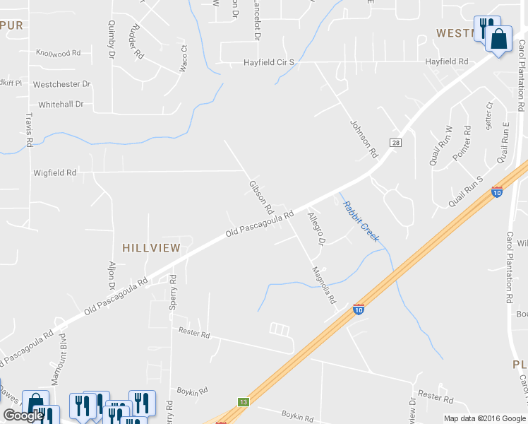 map of restaurants, bars, coffee shops, grocery stores, and more near 5700 Gibson Road in Theodore