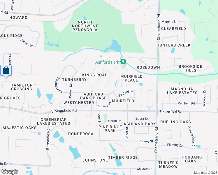 map of restaurants, bars, coffee shops, grocery stores, and more near 1678 Kinsale Drive in Cantonment