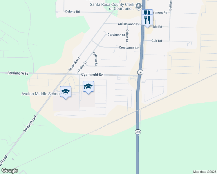 map of restaurants, bars, coffee shops, grocery stores, and more near 5595 Silver Star Court in Milton