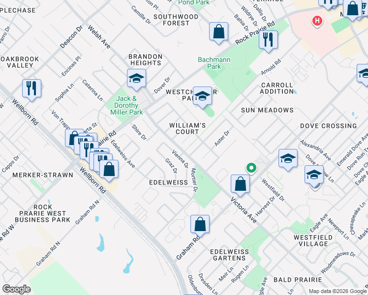 map of restaurants, bars, coffee shops, grocery stores, and more near 603 Coachlight Court in College Station