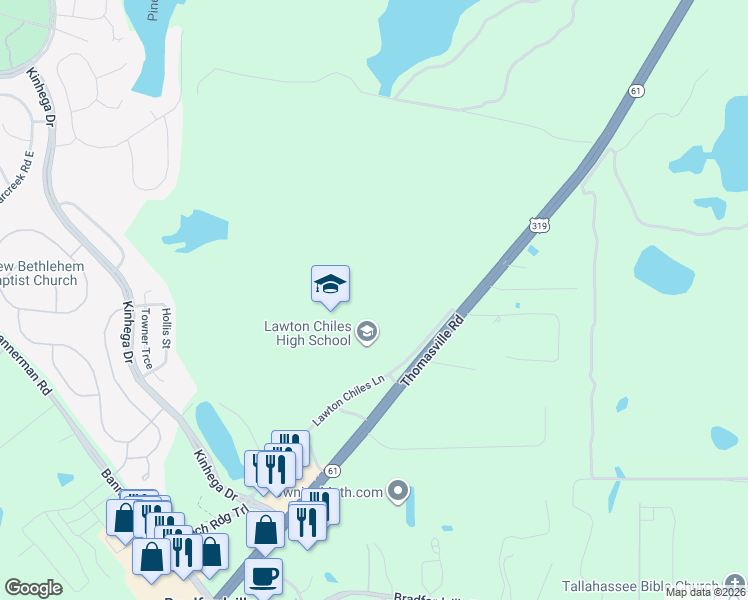 map of restaurants, bars, coffee shops, grocery stores, and more near 7200 Lawton Chiles Lane in Tallahassee