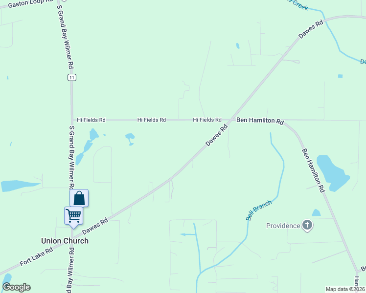 map of restaurants, bars, coffee shops, grocery stores, and more near 12231 Hi Fields Road in Grand Bay