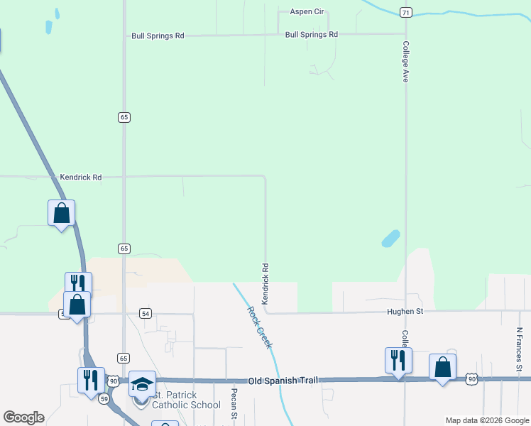 map of restaurants, bars, coffee shops, grocery stores, and more near 18275-18401 Kendrick Road in Robertsdale