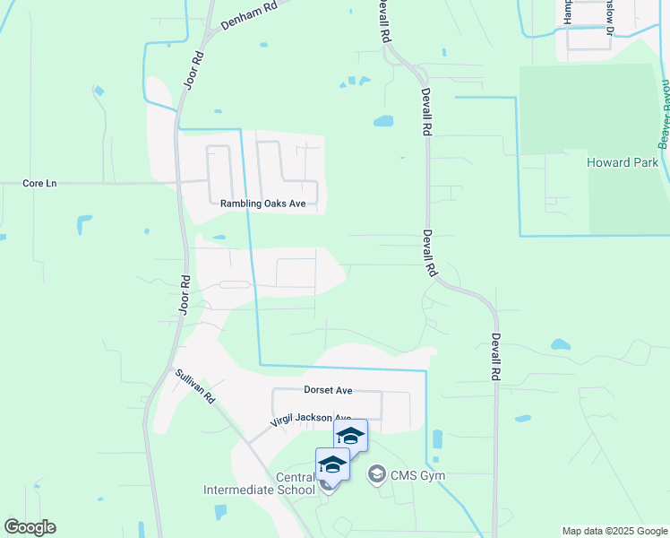 map of restaurants, bars, coffee shops, grocery stores, and more near 13541 Devall Road in Baton Rouge