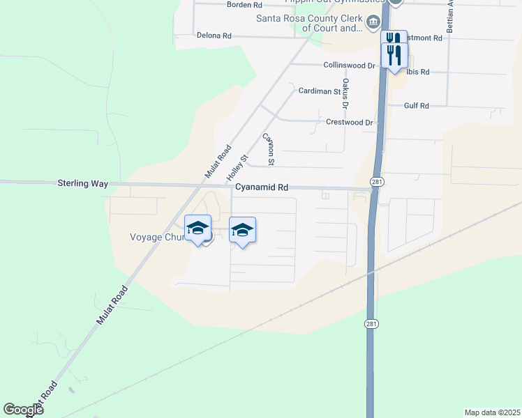 map of restaurants, bars, coffee shops, grocery stores, and more near 5800 Guinevere Lane in Milton