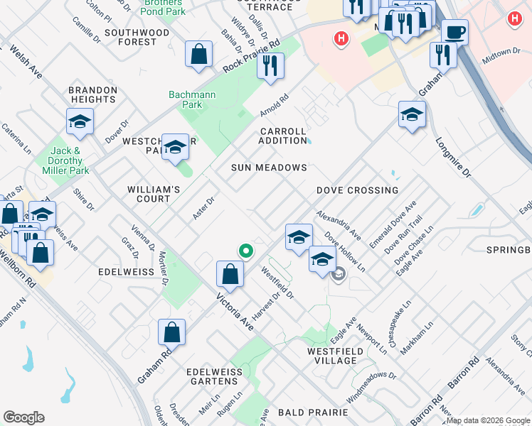map of restaurants, bars, coffee shops, grocery stores, and more near 909 Crepe Myrtle Street in College Station