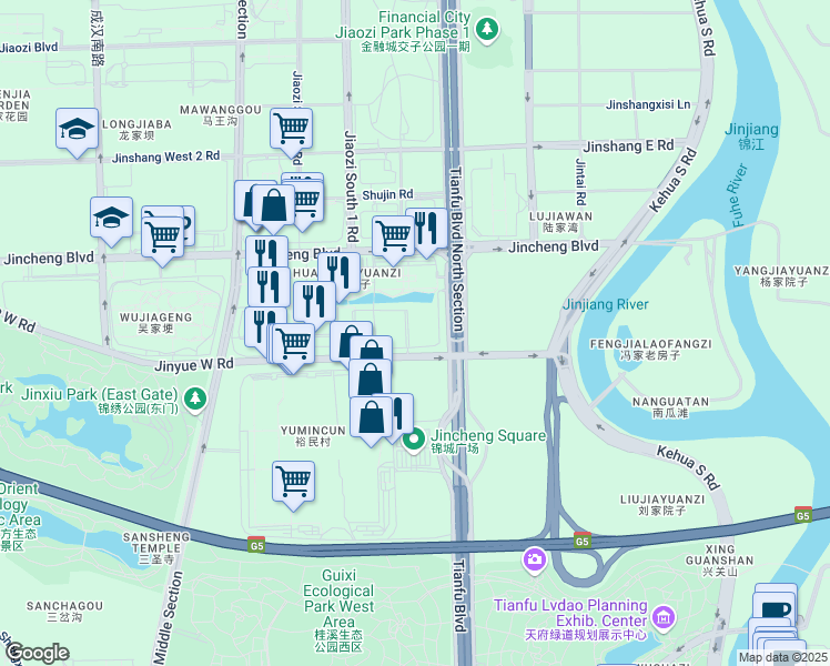 map of restaurants, bars, coffee shops, grocery stores, and more near in Chengdu