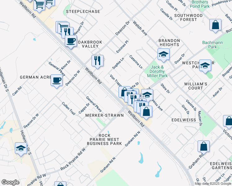 map of restaurants, bars, coffee shops, grocery stores, and more near 3308 Fredrick Ct in College Station