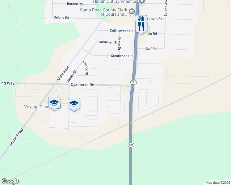 map of restaurants, bars, coffee shops, grocery stores, and more near 5643 Silver Star Court in Milton