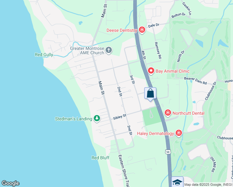 map of restaurants, bars, coffee shops, grocery stores, and more near 23875 2nd Street in Fairhope