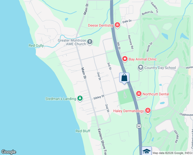 map of restaurants, bars, coffee shops, grocery stores, and more near 23875 2nd Street in Fairhope