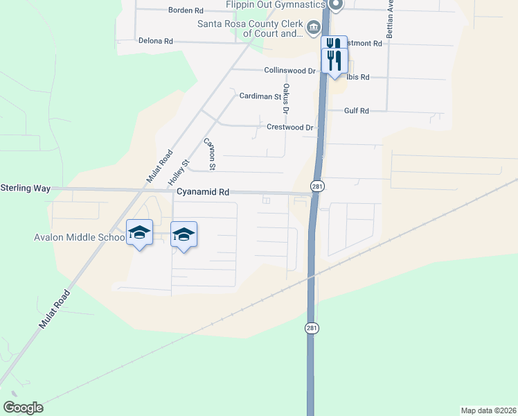 map of restaurants, bars, coffee shops, grocery stores, and more near 5603 Silver Star Court in Milton