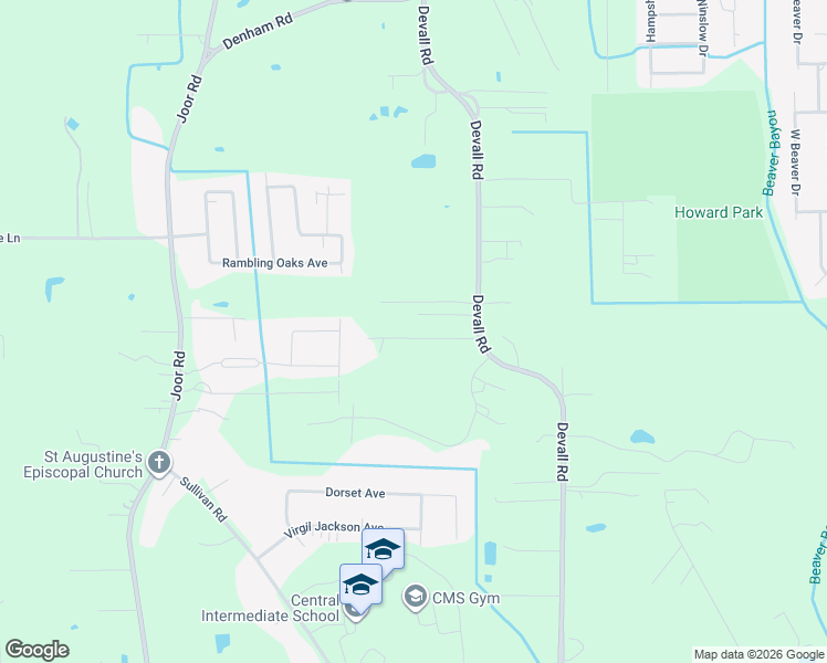 map of restaurants, bars, coffee shops, grocery stores, and more near 13653 Devall Road in Baton Rouge