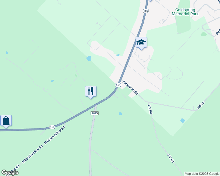 map of restaurants, bars, coffee shops, grocery stores, and more near 13585 Texas 150 in Coldspring