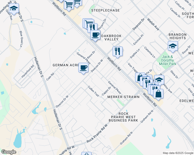 map of restaurants, bars, coffee shops, grocery stores, and more near 3214 Travis Cole Avenue in College Station