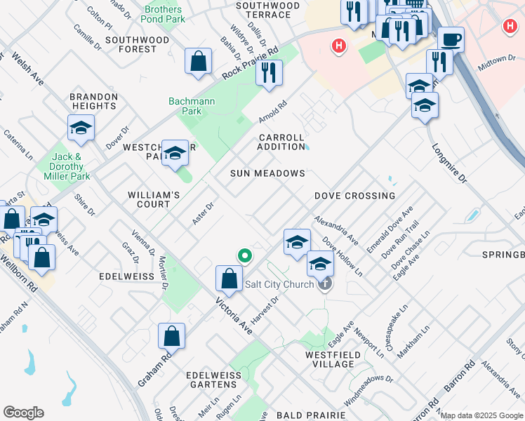 map of restaurants, bars, coffee shops, grocery stores, and more near 909 Crepe Myrtle Street in College Station