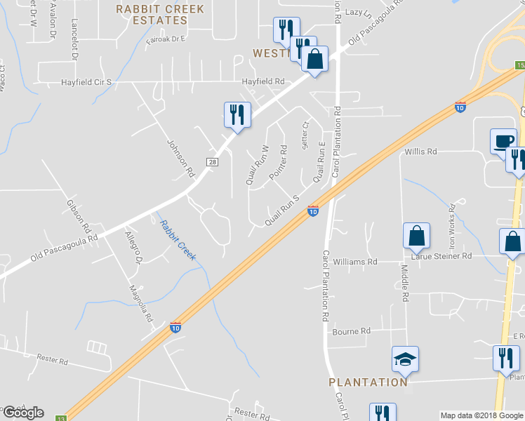 map of restaurants, bars, coffee shops, grocery stores, and more near 5664 Dove Court in Theodore