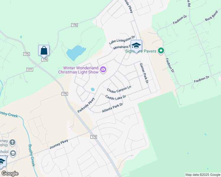 map of restaurants, bars, coffee shops, grocery stores, and more near 205 Choke Canyon Lane in Georgetown
