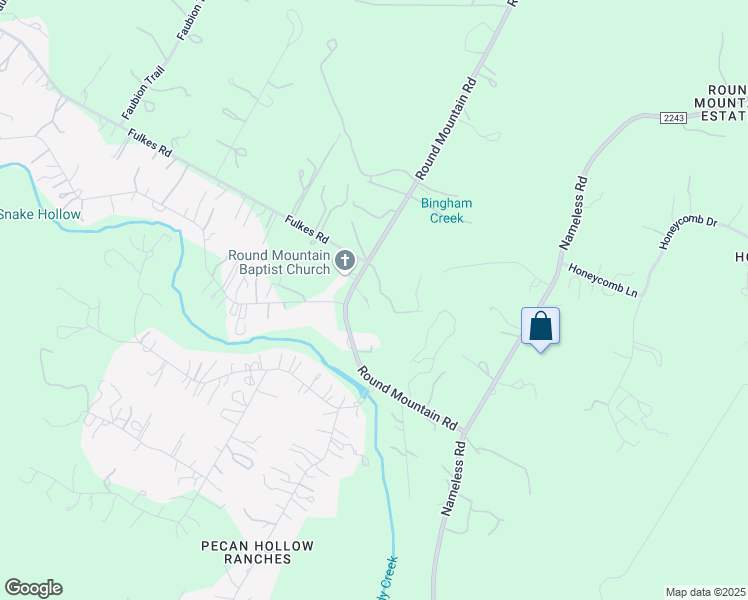 map of restaurants, bars, coffee shops, grocery stores, and more near 14503 Round Mountain Road in Leander