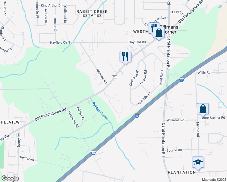 map of restaurants, bars, coffee shops, grocery stores, and more near 5631 Mounthill Court in Theodore