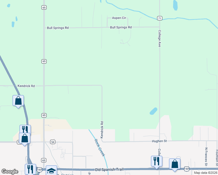 map of restaurants, bars, coffee shops, grocery stores, and more near 18275 Kendrick Road in Robertsdale
