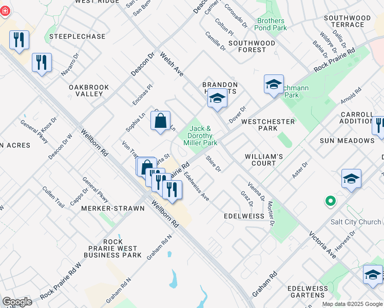 map of restaurants, bars, coffee shops, grocery stores, and more near 313 Cecelia Loop in College Station