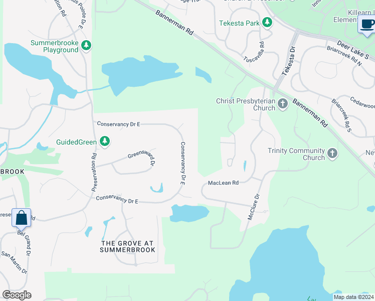map of restaurants, bars, coffee shops, grocery stores, and more near 1341 Conservancy Drive East in Tallahassee