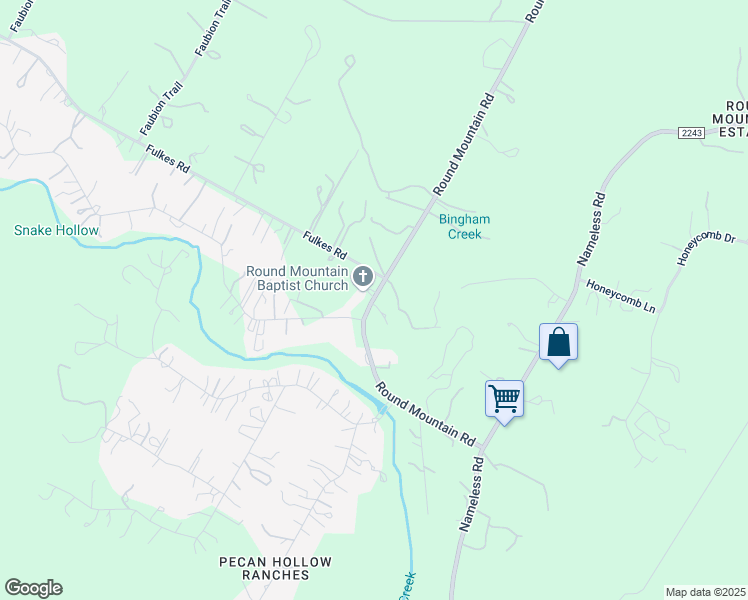 map of restaurants, bars, coffee shops, grocery stores, and more near 14503 Round Mountain Road in Leander