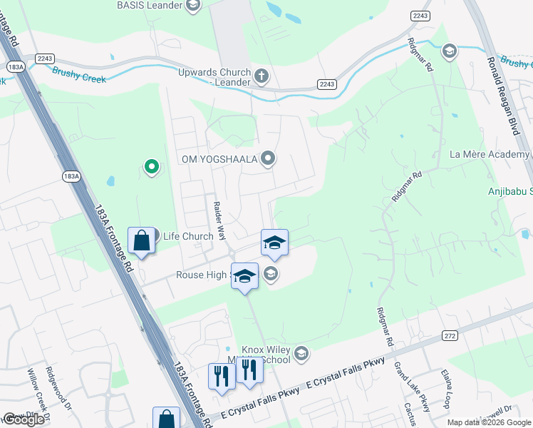 map of restaurants, bars, coffee shops, grocery stores, and more near 920 Almeria Bend in Leander