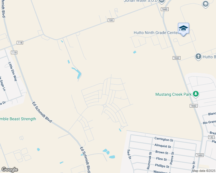 map of restaurants, bars, coffee shops, grocery stores, and more near Saul Street in Hutto