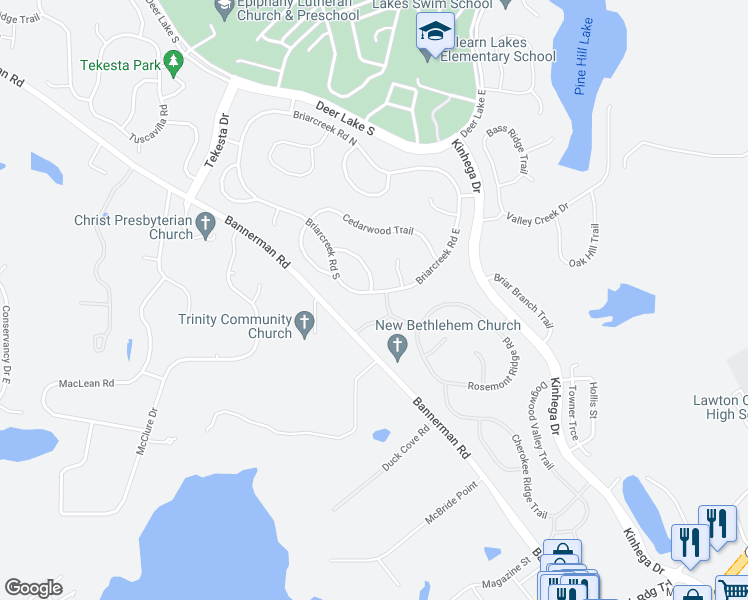 map of restaurants, bars, coffee shops, grocery stores, and more near 8001 Briarcreek Road South in Tallahassee
