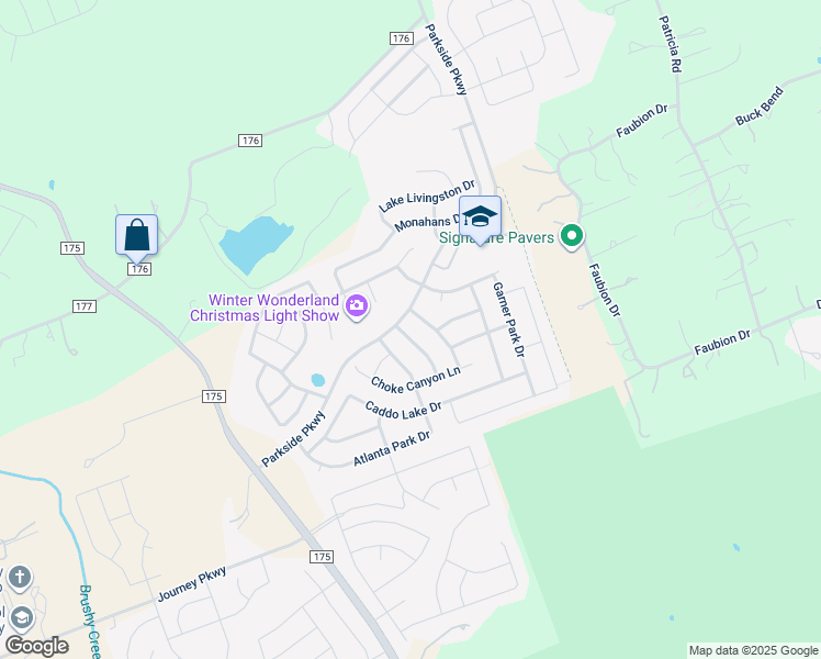 map of restaurants, bars, coffee shops, grocery stores, and more near 140 Claiborne Lake Lane in Georgetown