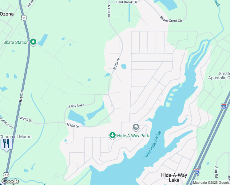 map of restaurants, bars, coffee shops, grocery stores, and more near 13 Clear Ridge in Carriere