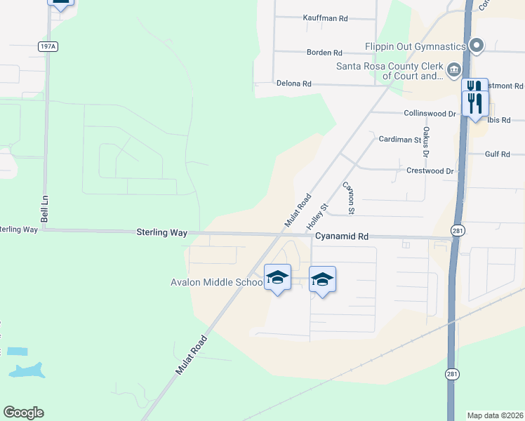 map of restaurants, bars, coffee shops, grocery stores, and more near 5408 Mulat Road in Milton
